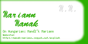 mariann manak business card